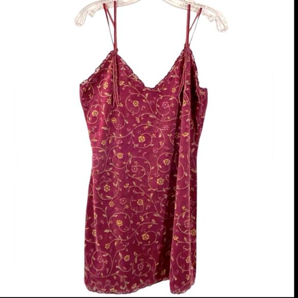 Victorias SECRET COUNTRY LADIES pj DRESS medium burgandy BABYDOLL floral mini - Picture 14 of 14